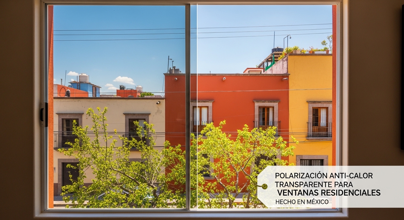Instalación de polarizado inteligente en sala de estar con control solar y privacidad