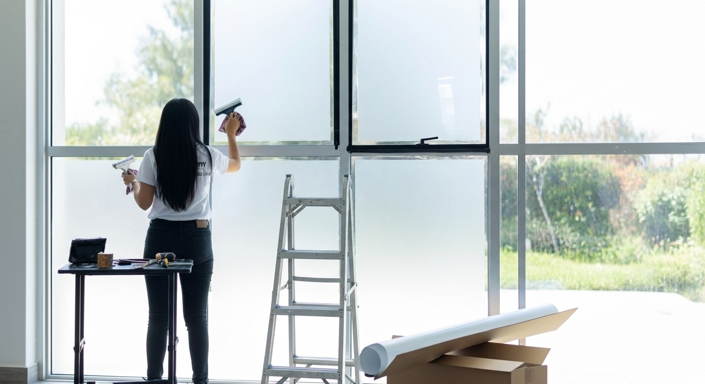 Rollo de película 3M para ventanas listo para ser instalado